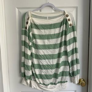 Long sleeve boat neck top with style buttons size L